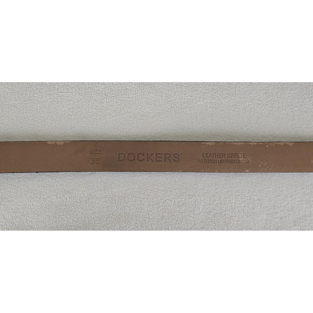 Vtg Dockers Mens Dress Belt Sz 38 Black Genuine Leather Upper‎ Silver Buckle